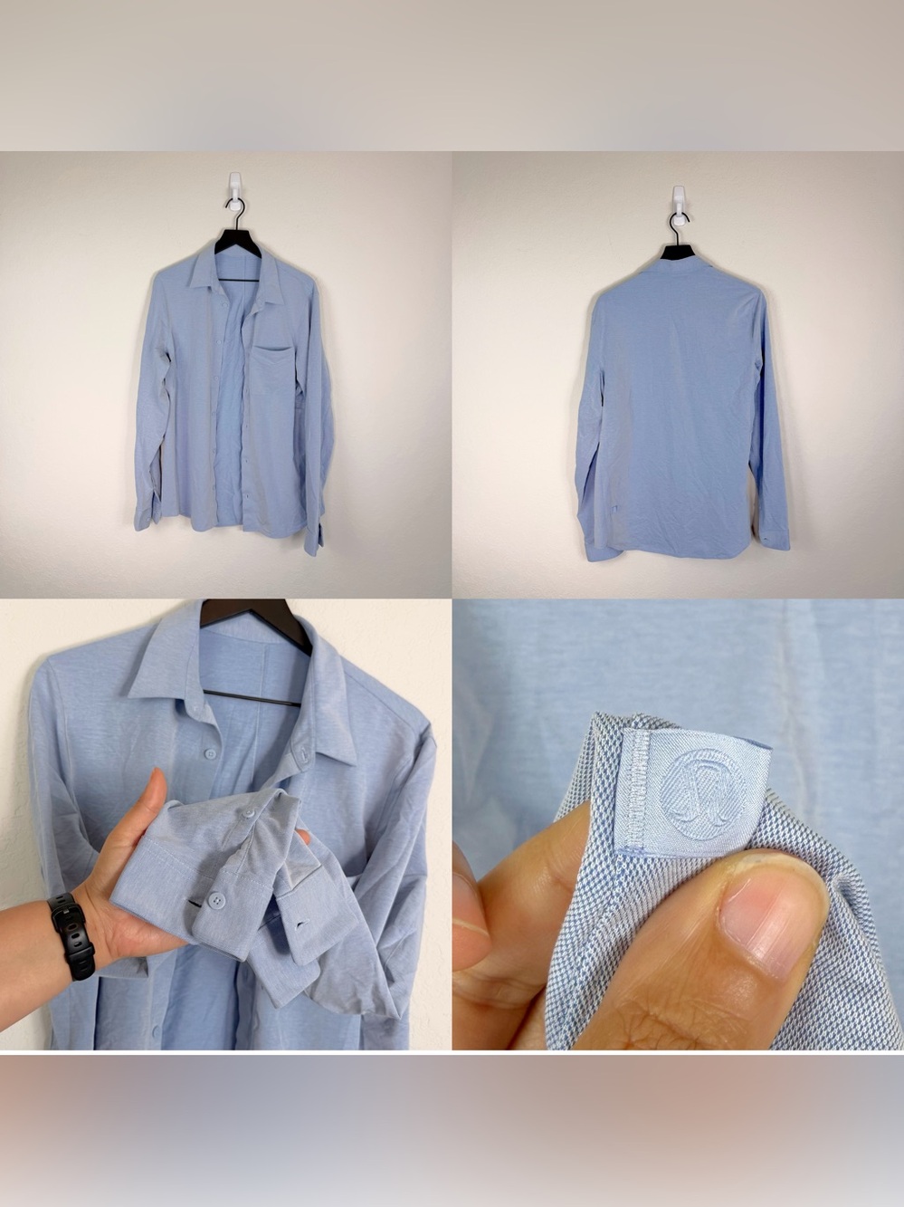 •LULULEMON• Mens Commission Long Sleeve Button Down Blue Size Medium